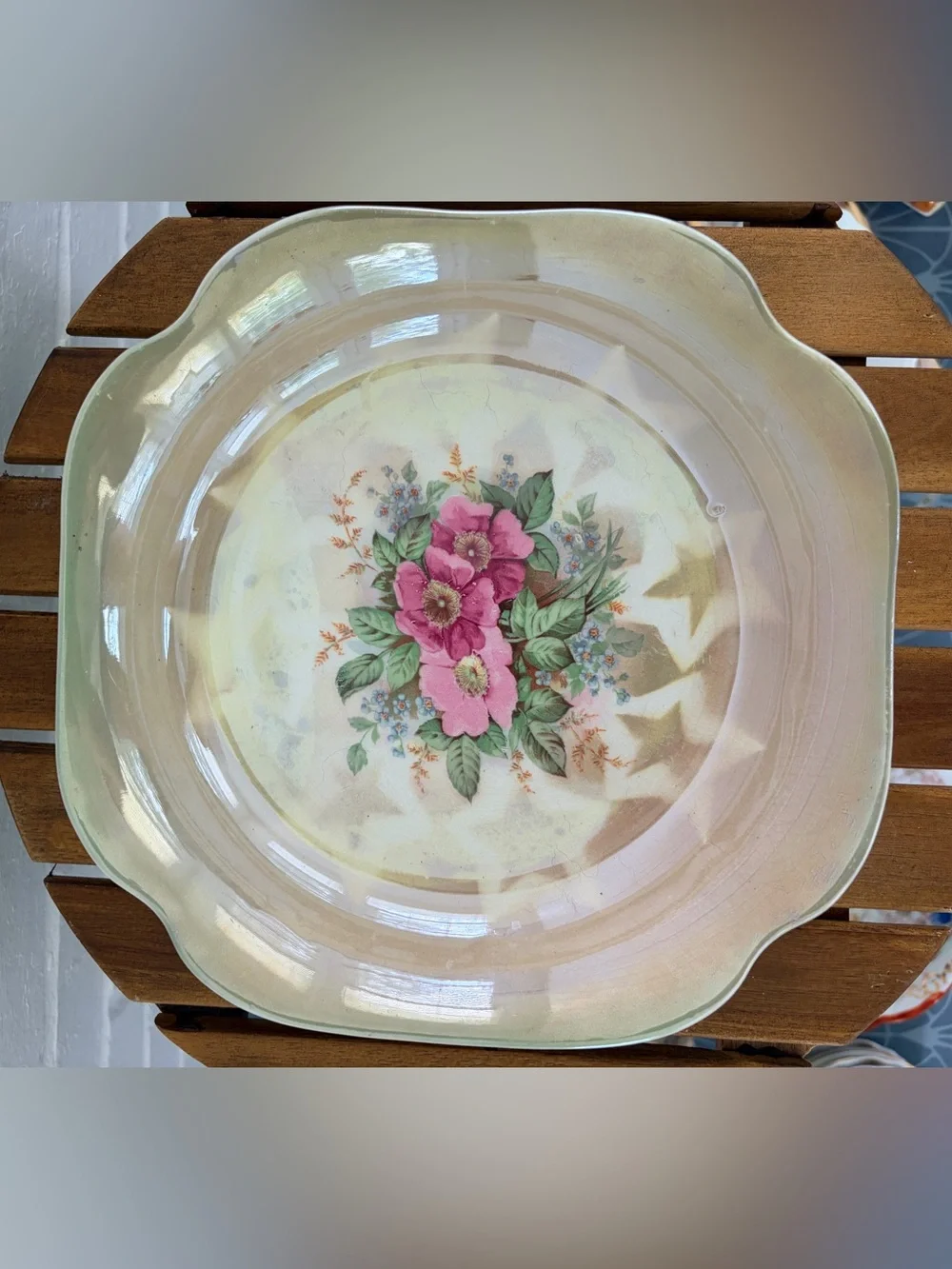 Vintage Floral Serving Platter - Pink Floral Design